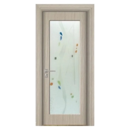 Usa Interior din MDF Novo Doors ND110, Cadru din Lemn Masiv, Geam Sablat, KIT COMPLET, Toc , Manere si balamale incluse (Culoare: Gri, Dimensiune: 80 cm, Maner: Patrat argintiu crom, Toc: Reglabil 30 cm)