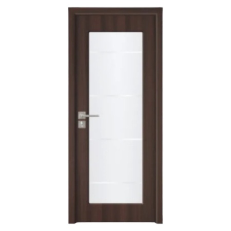 Usa Interior din MDF Novo Doors ND110-1, Cadru din Lemn Masiv, Geam Sablat, KIT COMPLET, Toc , Manere si balamale incluse (Culoare: Wenge, Dimensiune: 60 cm, Maner: Patrat negru inchidere magnetica, Toc: Reglabil 30 cm)