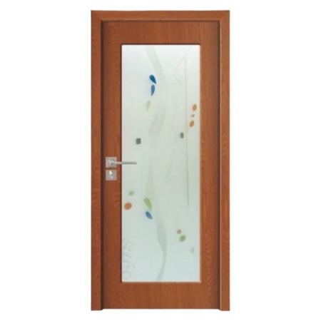 Usa Interior din MDF Novo Doors ND110, Cadru din Lemn Masiv, Geam Sablat, KIT COMPLET, Toc , Manere si balamale incluse (Culoare: Stejar Auriu, Dimensiune: 70 cm, Toc: Reglabil 10 cm, Maner: Patrat auriu inchidere magnetica)