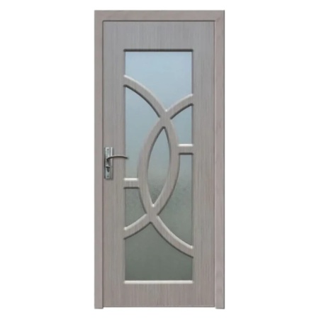 Usa Interior din MDF Novo Doors ND309, Cadru din Lemn Masiv, Geam Sablat, KIT COMPLET, Toc , Manere si balamale incluse (Culoare: Gri, Dimensiune: 60 cm, Maner: Standard, Toc: Fix)