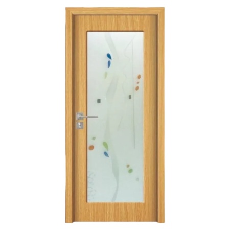 Usa Interior din MDF Novo Doors ND110, Cadru din Lemn Masiv, Geam Sablat, KIT COMPLET, Toc , Manere si balamale incluse (Culoare: Stejar Deschis, Dimensiune: 80 cm, Toc: Reglabil 10 cm, Maner: Patrat auriu inchidere magnetica)