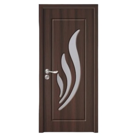 Usa Interior din MDF Novo Doors ND310, Cadru din Lemn Masiv, Geam Sablat, KIT COMPLET, Toc , Manere si balamale incluse (Culoare: Wenge, Dimensiune: 60 cm, Maner: Patrat argintiu crom, Toc: Reglabil 10 cm)