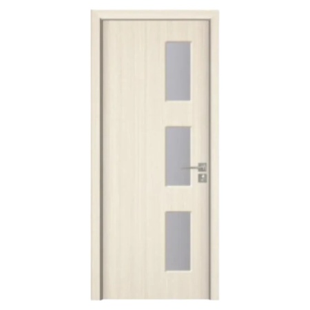 Usa Interior din MDF Novo Doors ND316, Cadru din Lemn Masiv, Geam Sablat, KIT COMPLET, Toc , Manere si balamale incluse (Culoare: Crem, Dimensiune: 60 cm, Maner: Standard, Toc: Reglabil 30 cm)
