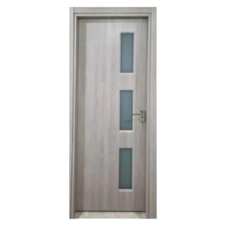 Usa Interior din MDF Novo Doors ND316, Cadru din Lemn Masiv, Geam Sablat, KIT COMPLET, Toc , Manere si balamale incluse (Culoare: Gri deschis, Dimensiune: 80 cm, Toc: Reglabil 30 cm, Maner: Patrat auriu inchidere magnetica)