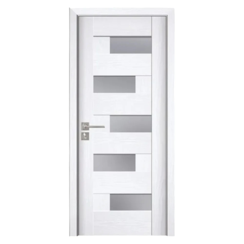 Usa Interior din MDF Novo Doors ND05 LUX PREMIUM, Cadru din Lemn Masiv, KIT COMPLET, Toc Reglabil de 10 CM INCLUS, Plinta pe Ambele Parti (Culoare: Alb, Dimensiune: 60 cm, Toc: Reglabil 30 cm, Maner: Patrat auriu inchidere magnetica)