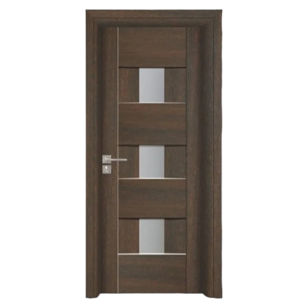 Usa Interior din MDF Novo Doors ND06 LUX PREMIUM, Cadru din Lemn Masiv, KIT COMPLET, Toc Reglabil de 10 CM INCLUS, Plinta pe Ambele Parti (Culoare: Wenge, Dimensiune: 60 cm, Toc: Reglabil 10 cm, Maner: Patrat auriu inchidere magnetica)