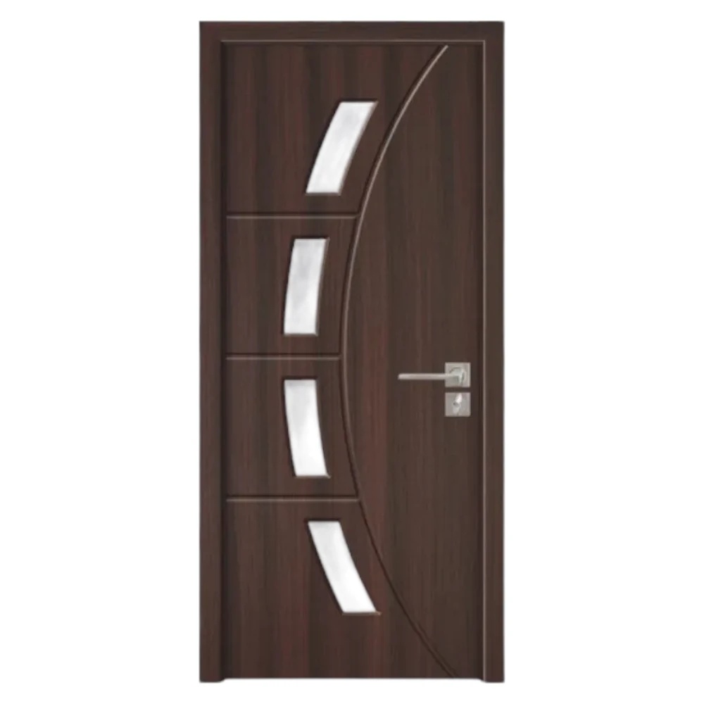 Usa Interior din MDF Novo Doors ND508, Cadru din Lemn Masiv, Geam Sablat, KIT COMPLET, Toc , Manere si balamale incluse (Culoare: Wenge, Dimensiune: 70 cm, Maner: Patrat argintiu crom, Toc: Fix)