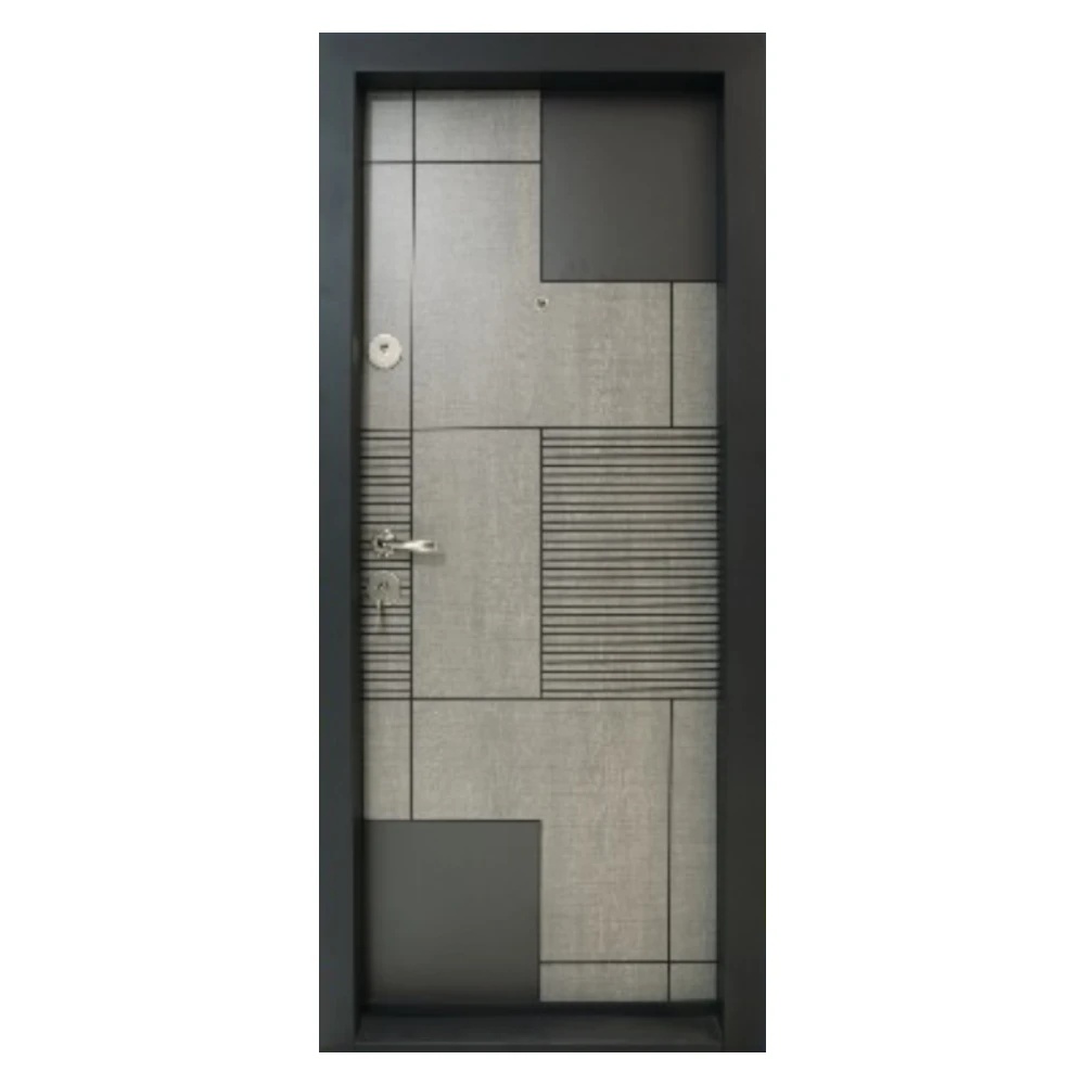 Usa metalica de apartament cu izolatie si vizor Novo Doors First Class NDS17, Deschidere Stanga Dreapta, Dimensiune 200X88 cm, Tabla 1.2 mm, Kit complet, Gri antracit (Sens deschidere: Dreapta)