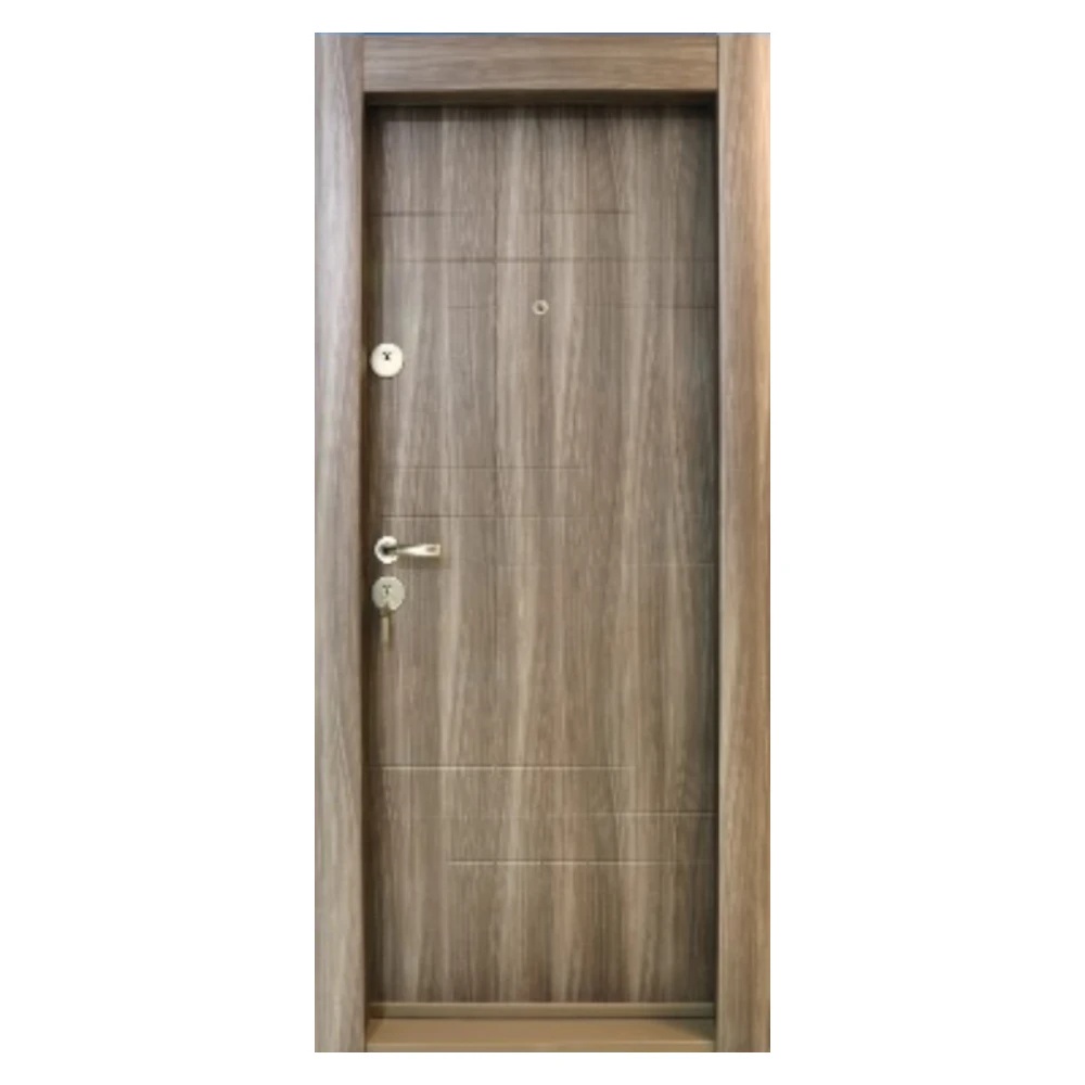 Usa metalica de apartament cu izolatie si vizor Novo Doors First Class NDS19, Cu toc imbracat si folie PVC, Deschidere Stanga Dreapta, Dimensiune 200X88 cm, Tabla 1.2 mm, Kit complet, Maron tanganica (Sens deschidere: Dreapta)