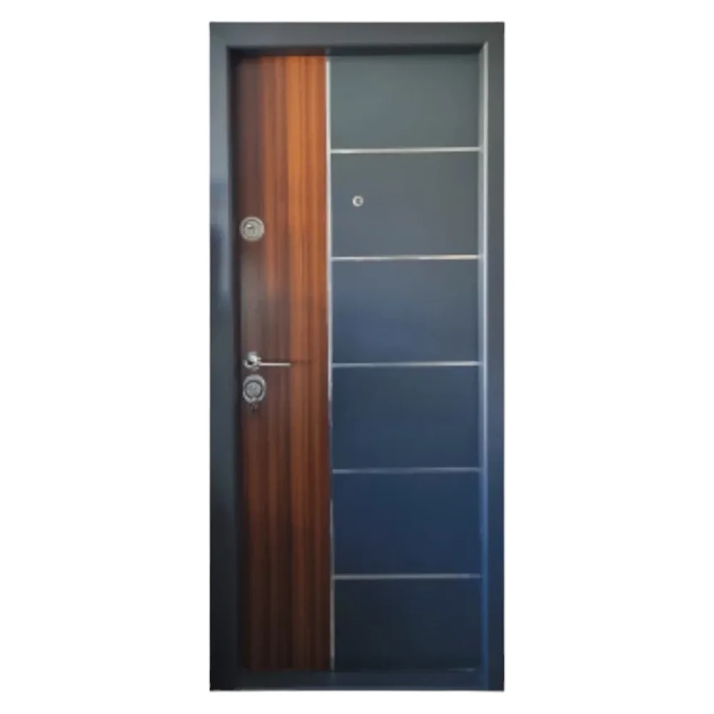 Usa metalica de exterior cu izolatie si vizor Novo Doors NDS08, Din compozit, 2 yale, Kit complet, Pentru case, Gri antracit cu insertie Stejar (Dimensiune: 98 cm, Sens deschidere: Dreapta)