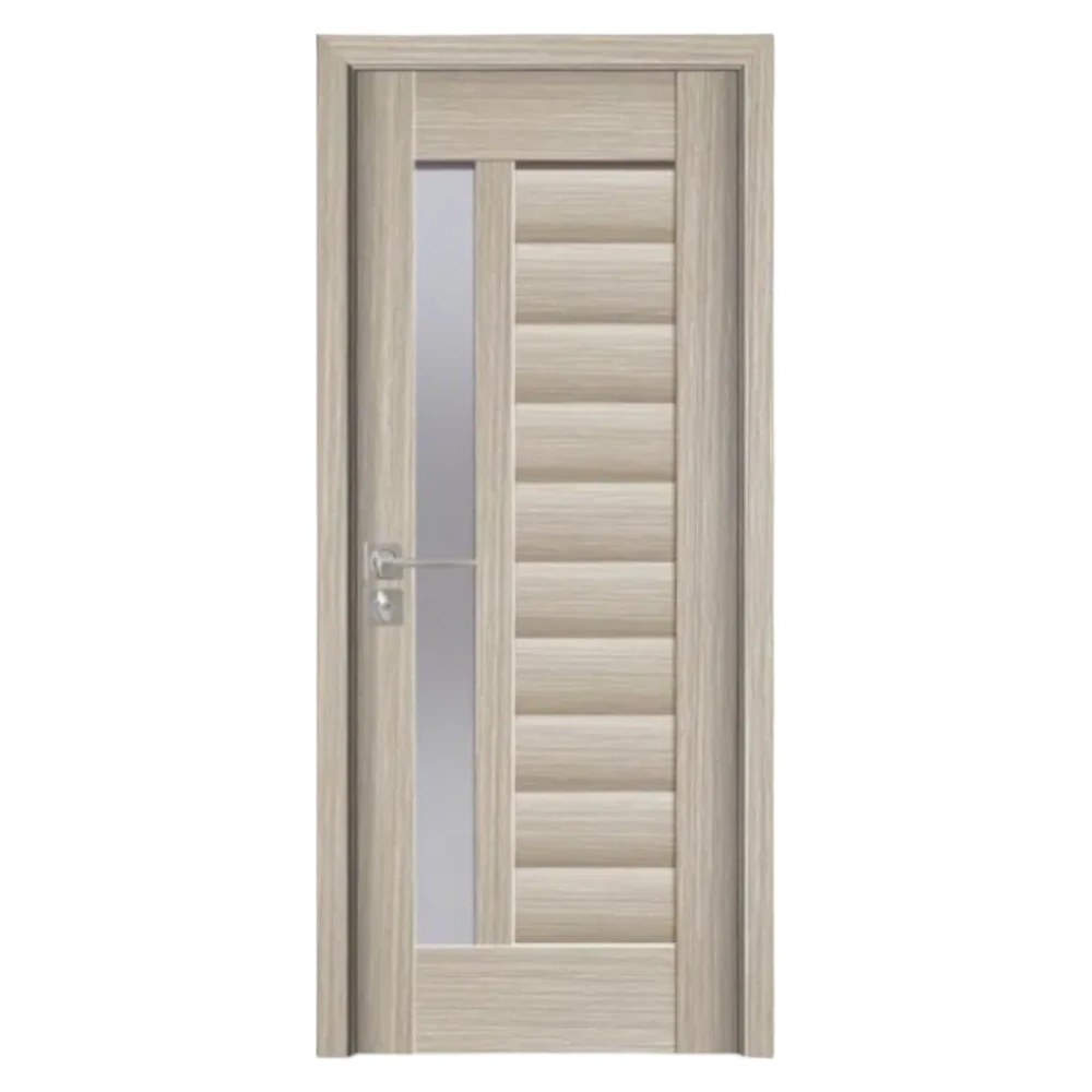 Usa Interior din MDF Novo Doors ND03 LUX PREMIUM, Cadru din Lemn Masiv, KIT COMPLET, Toc Reglabil de 10 CM INCLUS, Plinta pe Ambele Parti (Culoare: Gri, Dimensiune: 80 cm, Maner: Patrat negru inchidere magnetica, Toc: Reglabil 30 cm)