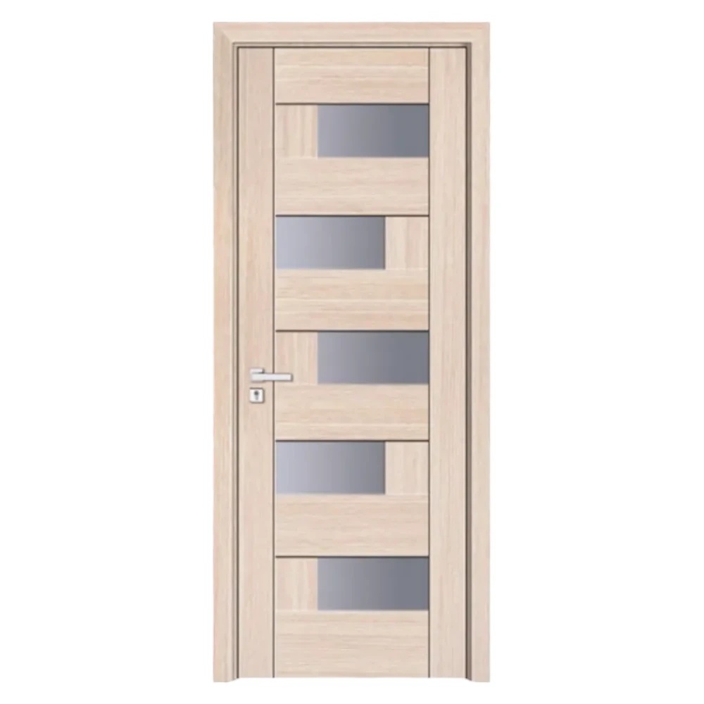 Usa Interior din MDF Novo Doors ND05 LUX PREMIUM, Cadru din Lemn Masiv, KIT COMPLET, Toc Reglabil de 10 CM INCLUS, Plinta pe Ambele Parti (Culoare: Crem, Dimensiune: 70 cm, Toc: Reglabil 30 cm, Maner: Patrat auriu inchidere magnetica)