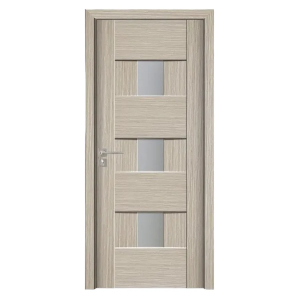 Usa Interior din MDF Novo Doors ND06 LUX PREMIUM, Cadru din Lemn Masiv, KIT COMPLET, Toc Reglabil de 10 CM INCLUS, Plinta pe Ambele Parti (Culoare: Gri, Dimensiune: 60 cm, Toc: Reglabil 10 cm, Maner: Patrat auriu inchidere magnetica)