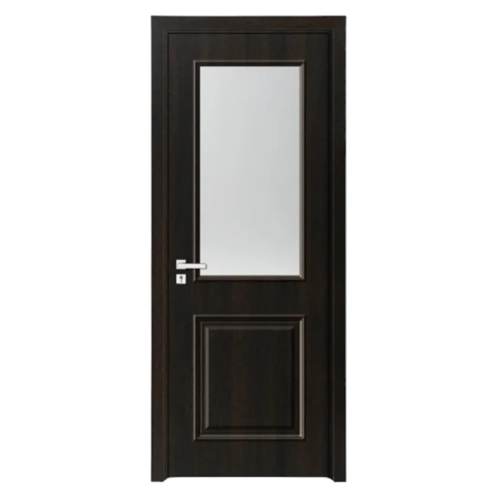 Usa Interior din MDF Novo Doors ND10 LUX PREMIUM, Cadru din Lemn Masiv, KIT COMPLET, Toc Reglabil de 10 CM INCLUS, Plinta pe Ambele Parti (Culoare: Wenge, Dimensiune: 60 cm, Toc: Reglabil 30 cm, Maner: Patrat auriu inchidere magnetica)
