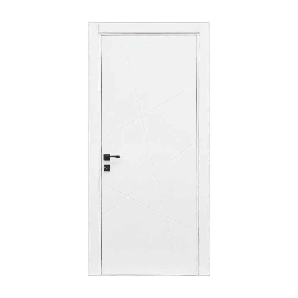 Usa Interior din MDF Novo Doors ND170 LUX PREMIUM, Cadru din Lemn Masiv, KIT COMPLET, Toc Reglabil de 10 CM INCLUS, Plinta pe Ambele Parti (Culoare: Alb mat, Dimensiune: 60 cm, Toc: Reglabil 10 cm, Maner: Patrat auriu inchidere magnetica)