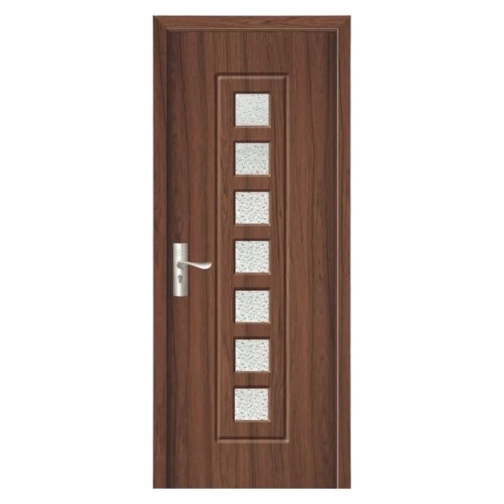 Mărește imaginea pentru Usa Interior din MDF Novo Doors ND236, Cadru din Lemn Masiv, Geam Sablat, KIT COMPLET, Toc , Manere si balamale incluse (Culoare: Nuc, Dimensiune: 60 cm, Toc: Reglabil 10 cm, Maner: Patrat auriu inchidere magnetica)