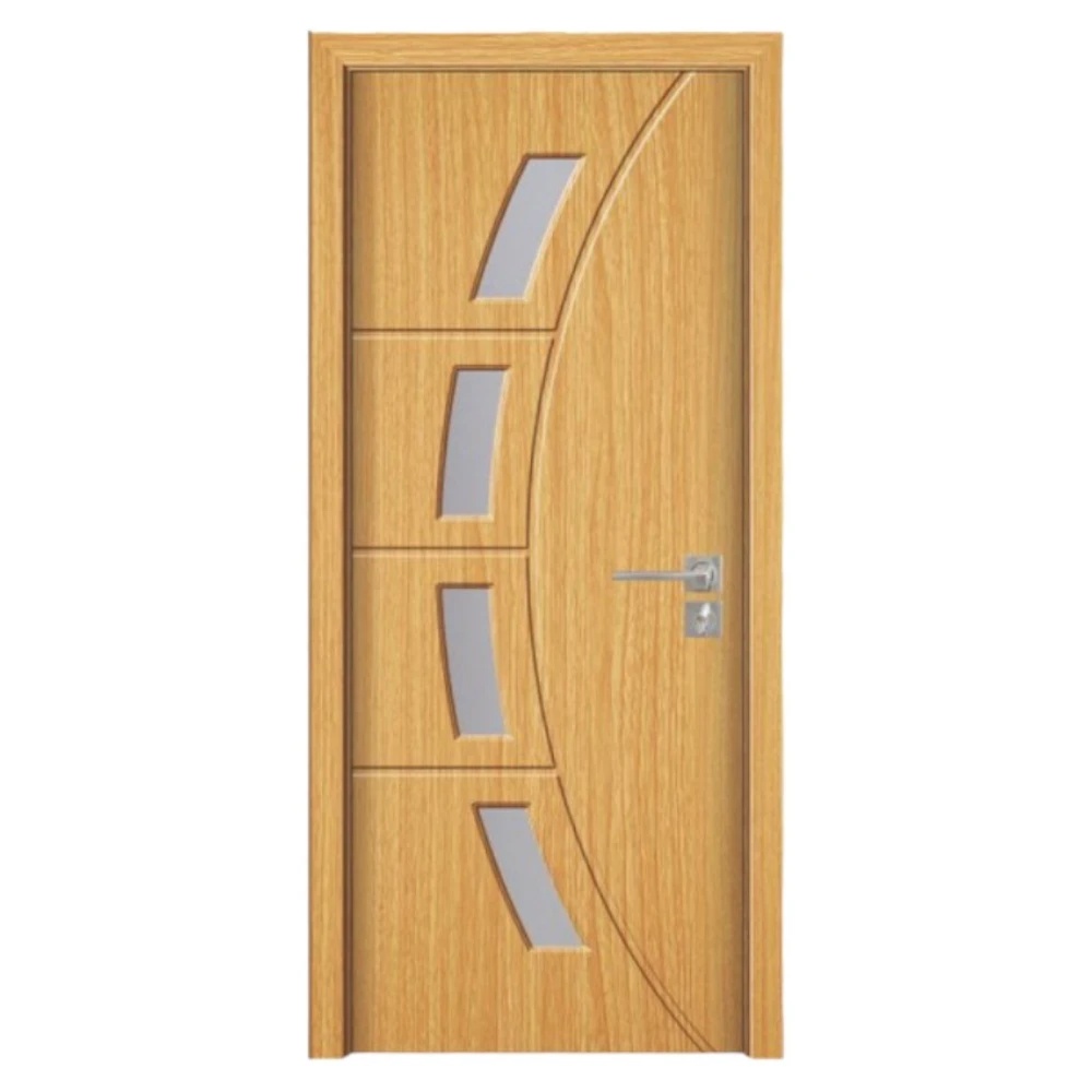 Usa Interior din MDF Novo Doors ND508, Cadru din Lemn Masiv, Geam Sablat, KIT COMPLET, Toc , Manere si balamale incluse (Culoare: Stejar Deschis, Dimensiune: 80 cm, Maner: Patrat argintiu crom, Toc: Fix)