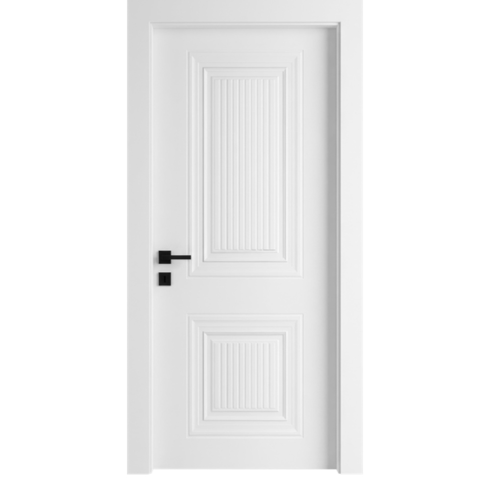 Usa Interior din MDF Novo Doors NDF23 LUX PREMIUM SOFT TOUCH, Cadru din Lemn Masiv, KIT COMPLET, Toc Reglabil de 10 CM INCLUS, Plinta pe Ambele Parti (Culoare: Alb mat, Dimensiune: 60 cm, Toc: Reglabil 10 cm, Maner: Patrat negru)