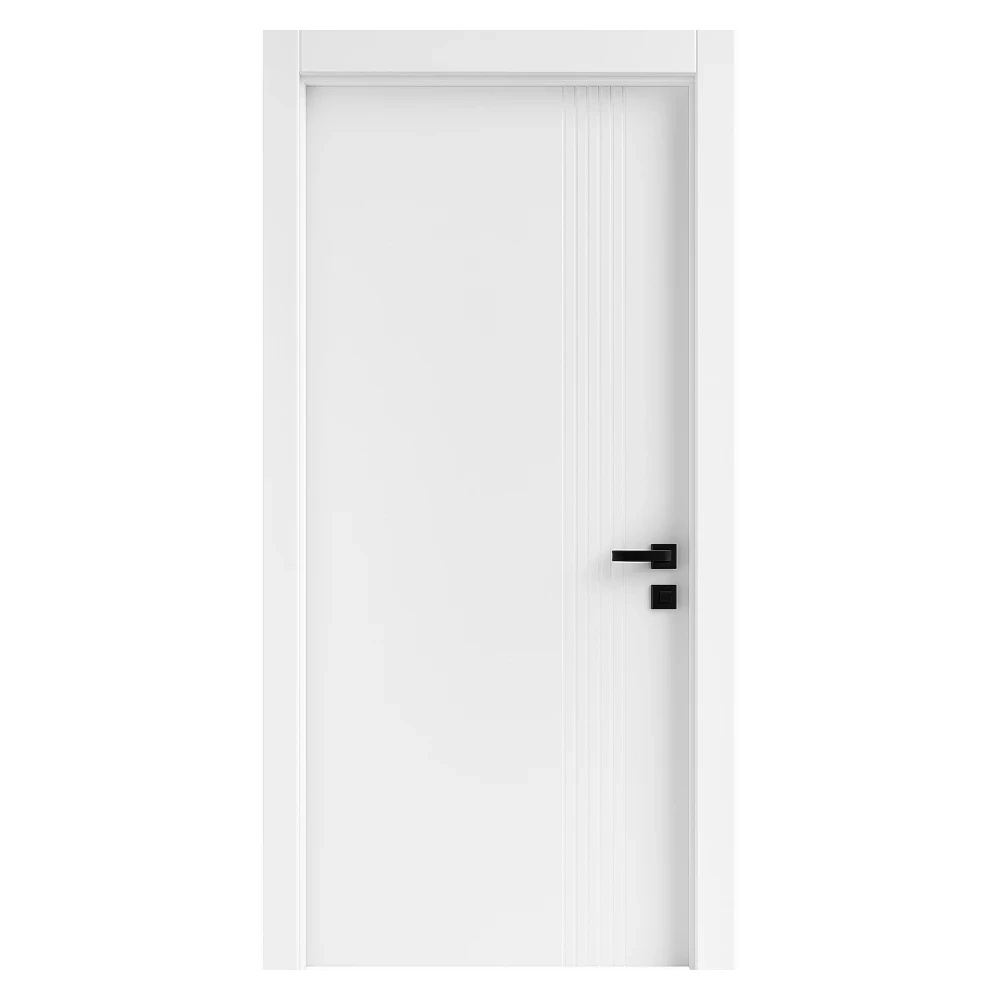 Usa Interior din MDF Novo Doors NDF65 LUX PREMIUM SOFT TOUCH, Cadru din Lemn Masiv, KIT COMPLET, Toc Reglabil de 10 CM INCLUS, Plinta pe Ambele Parti (Culoare: Alb mat, Dimensiune: 80 cm, Toc: Reglabil 30 cm, Maner: Patrat negru)