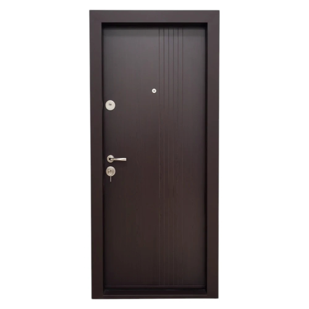 Usa metalica de apartament cu izolatie si vizor Novo Doors First Class NDS31, Deschidere Stanga Dreapta, Dimensiune 200X88 cm, Tabla 1.2 mm, Kit complet, Wenge (Sens deschidere: Dreapta)