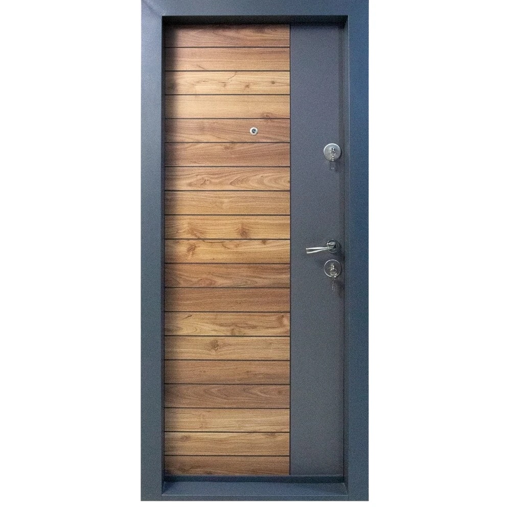 Usa metalica de apartament cu izolatie si vizor Novo Doors First Class NDS10, Deschidere Stanga Dreapta, Dimensiune 200X88 cm, Tabla 1.2 mm, Kit complet, Gri antracit Natur (Sens deschidere: Stanga)