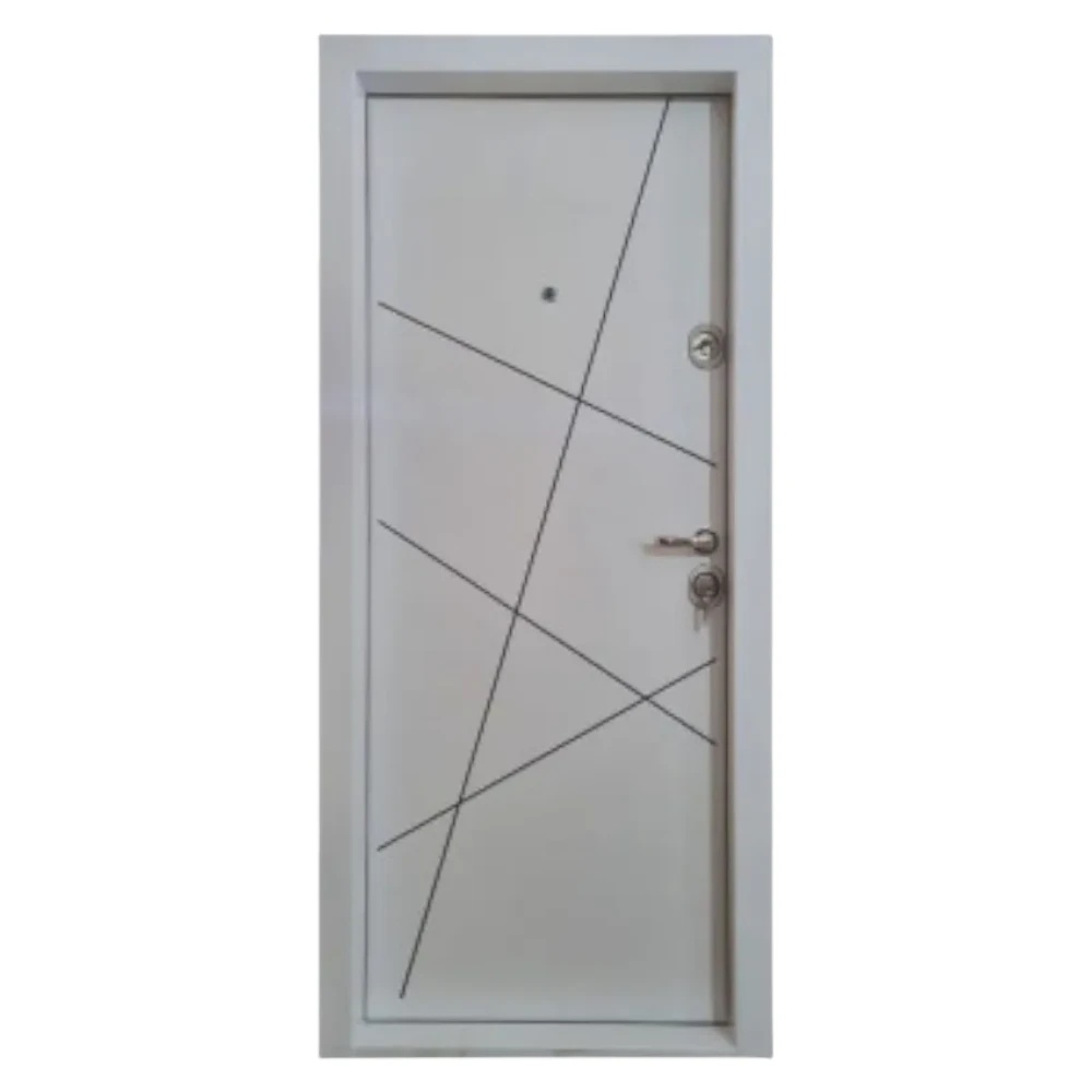 Usa metalica de apartament cu izolatie si vizor Novo Doors First Class NDFC20, Deschidere Stanga Dreapta, Dimensiune 200X88 cm, Tabla 1.2 mm, Kit complet, Alb (Sens deschidere: Stanga)