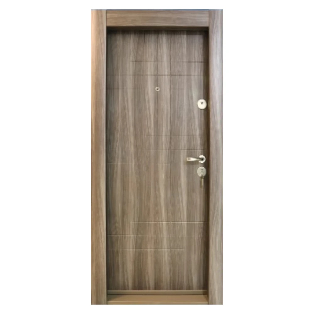 Usa metalica de apartament cu izolatie si vizor Novo Doors First Class NDS19, Cu toc imbracat si folie PVC, Deschidere Stanga Dreapta, Dimensiune 200X88 cm, Tabla 1.2 mm, Kit complet, Maron tanganica (Sens deschidere: Stanga)