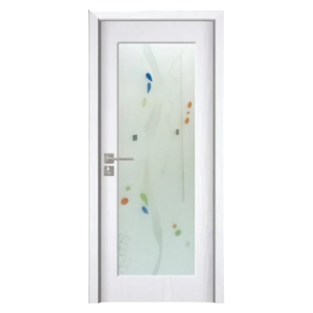 Mărește imaginea pentru Usa Interior din MDF Novo Doors ND110, Cadru din Lemn Masiv, Geam Sablat, KIT COMPLET, Toc , Manere si balamale incluse (Culoare: Alb, Dimensiune: 80 cm, Toc: Reglabil 30 cm, Maner: Patrat auriu inchidere magnetica)