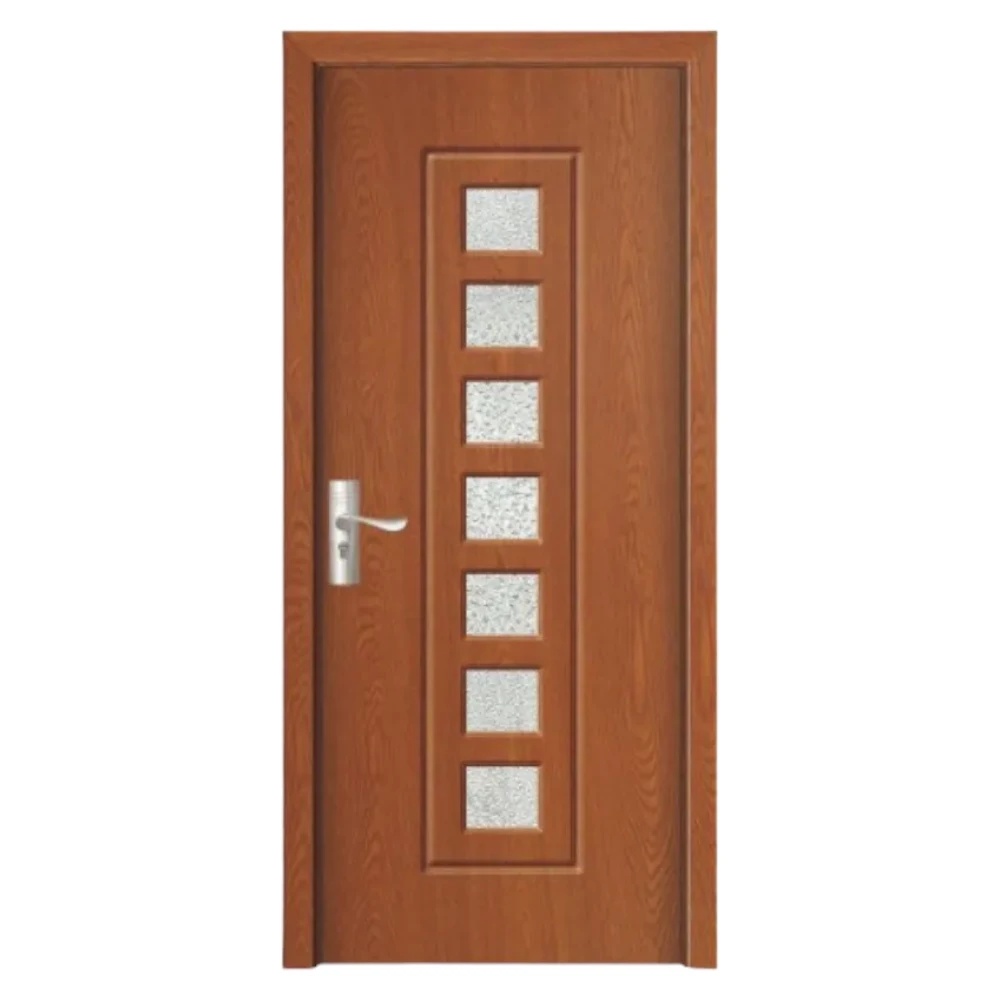 Usa Interior din MDF Novo Doors ND236, Cadru din Lemn Masiv, Geam Sablat, KIT COMPLET, Toc , Manere si balamale incluse (Culoare: Stejar Auriu, Dimensiune: 80 cm, Maner: Patrat argintiu crom, Toc: Reglabil 10 cm)