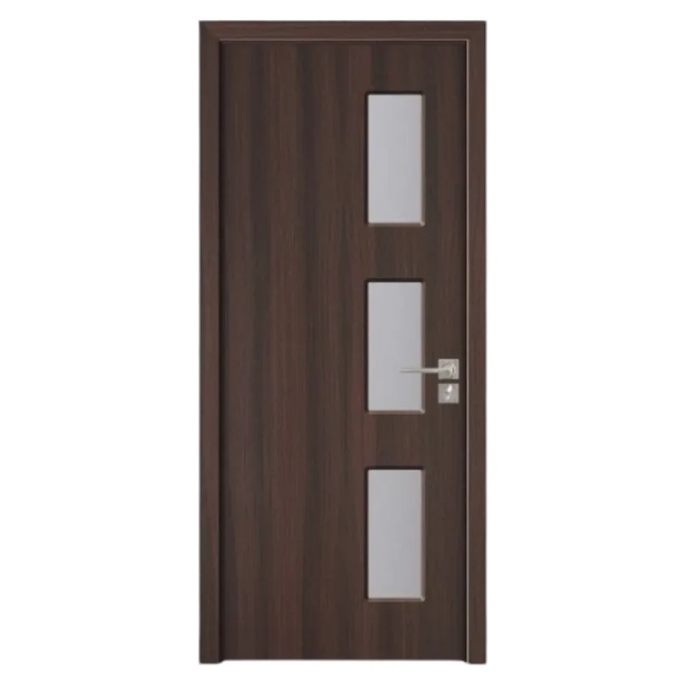 Mărește imaginea pentru Usa Interior din MDF Novo Doors ND316, Cadru din Lemn Masiv, Geam Sablat, KIT COMPLET, Toc , Manere si balamale incluse (Culoare: Wenge, Dimensiune: 80 cm, Maner: Patrat argintiu crom, Toc: Reglabil 30 cm)