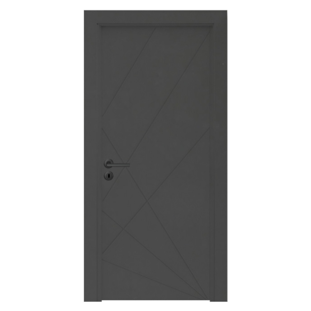 Usa Interior din MDF Novo Doors NDF06 LUX PREMIUM SOFT TOUCH, Cadru din Lemn Masiv, KIT COMPLET, Toc Reglabil de 10 CM INCLUS, Plinta pe Ambele Parti (Culoare: Gri Antracit, Dimensiune: 60 cm, Toc: Reglabil 10 cm, Maner: Rotund argintiu crom)