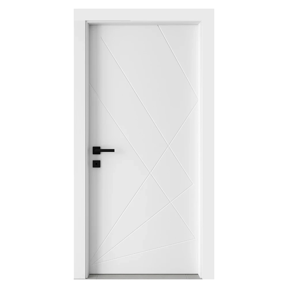 Usa Interior din MDF Novo Doors NDF06 LUX PREMIUM SOFT TOUCH, Cadru din Lemn Masiv, KIT COMPLET, Toc Reglabil de 10 CM INCLUS, Plinta pe Ambele Parti (Culoare: Alb mat, Dimensiune: 60 cm, Toc: Reglabil 30 cm, Maner: Rotund argintiu crom)