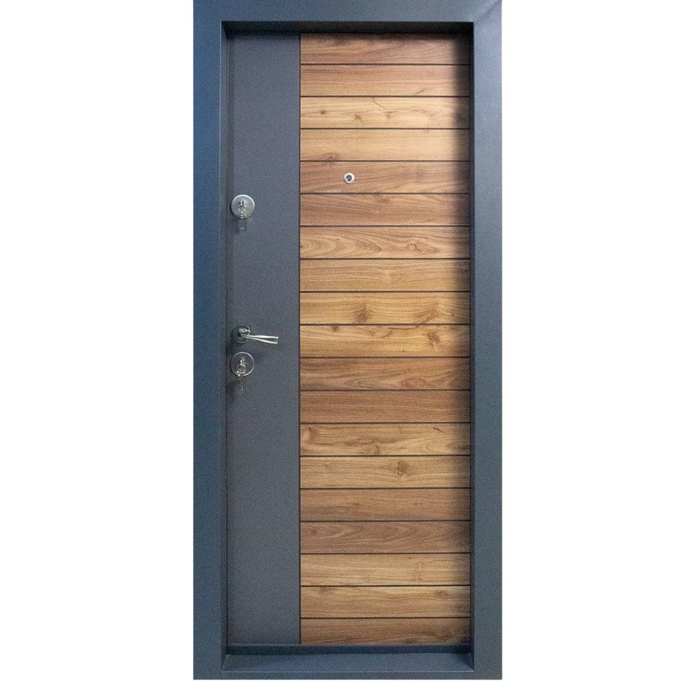 Usa metalica de apartament cu izolatie si vizor Novo Doors First Class NDS10, Deschidere Stanga Dreapta, Dimensiune 200X88 cm, Tabla 1.2 mm, Kit complet, Gri antracit Natur (Sens deschidere: Dreapta)
