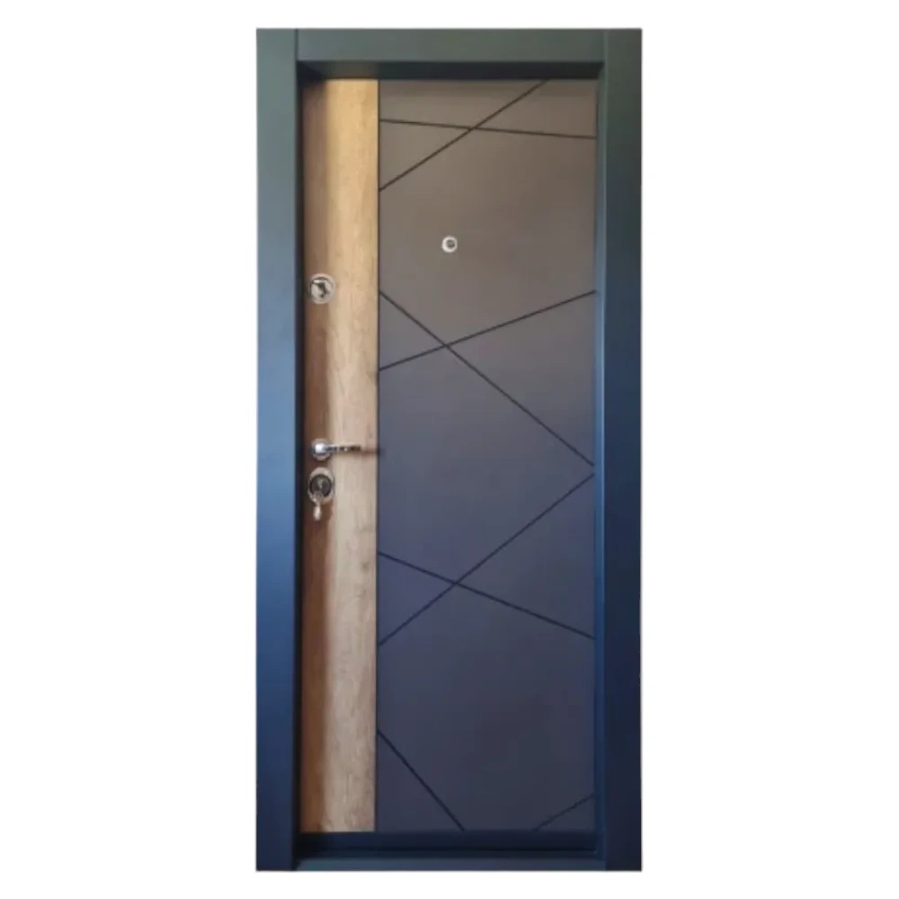 Usa metalica de apartament cu izolatie si vizor Novo Doors First Class NDFC05, Deschidere Stanga Dreapta, Dimensiune 200X88 cm, Tabla 1.2 mm, Kit complet,Gri antracit cu insertie Stejar (Sens deschidere: Dreapta)