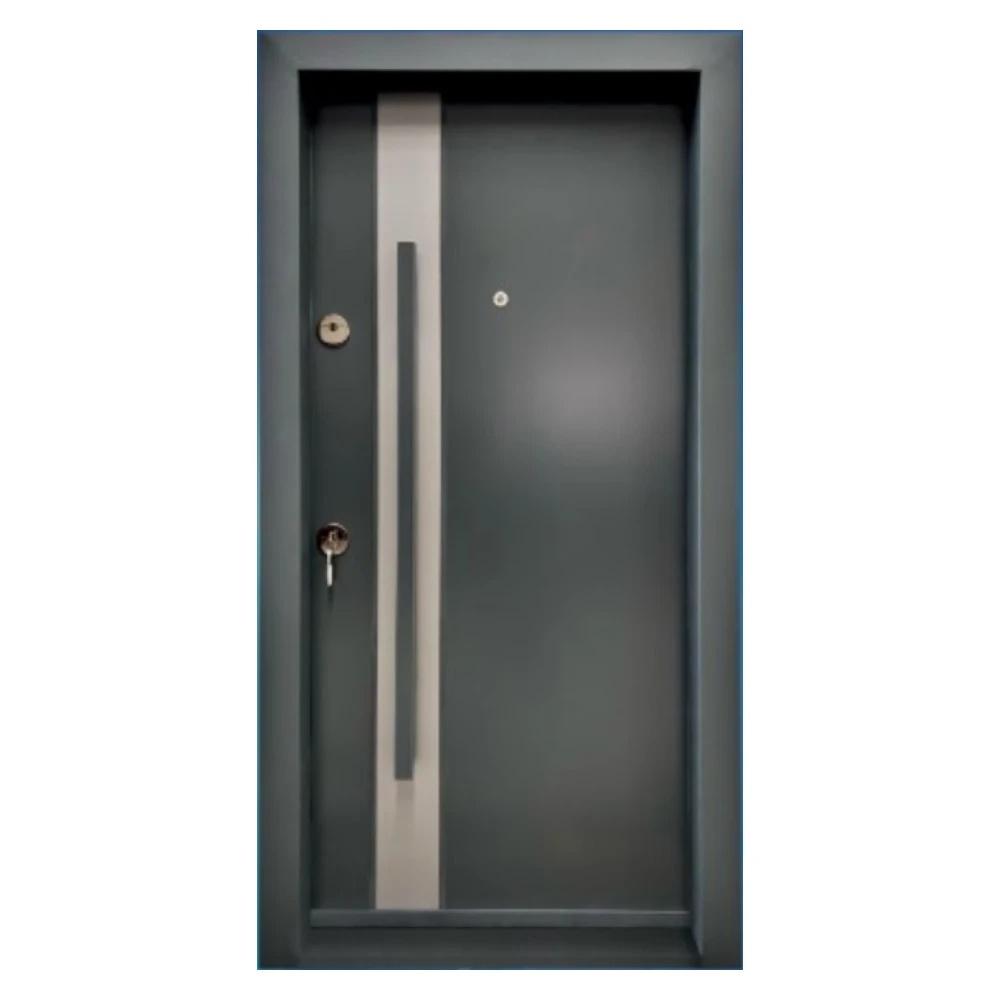 Usa metalica de exterior cu izolatie si vizor Novo Doors NDA1, Din compozit, 2 yale, Kit complet, Pentru case, Gri antracit cu gri deschis (Dimensiune: 98 cm, Sens deschidere: Dreapta)