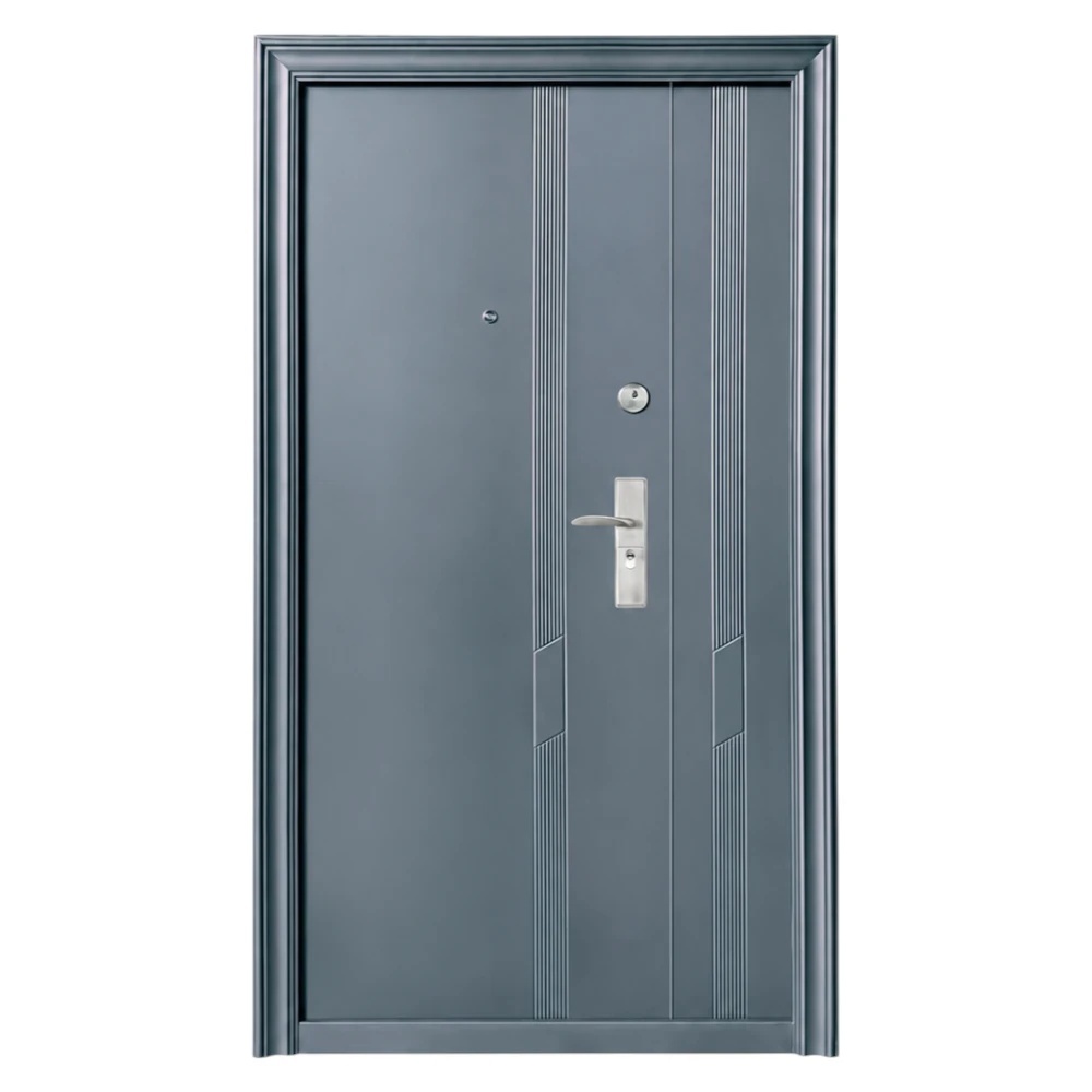 Usa metalica dubla de exterior cu izolatie si vizor Novo Doors ND43D, Deschidere Stanga Dreapta, Dimensiune 120x200 cm, Tabla 0.7 mm, pentru case, Gri antracit (Sens deschidere: Stanga)