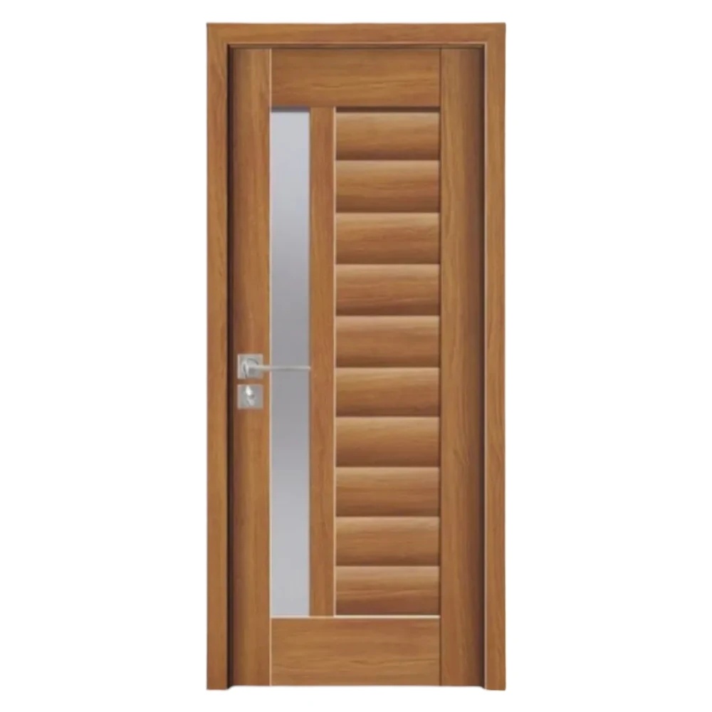 Usa Interior din MDF Novo Doors ND03 LUX PREMIUM, Cadru din Lemn Masiv, KIT COMPLET, Toc Reglabil de 10 CM INCLUS, Plinta pe Ambele Parti (Culoare: Stejar Auriu, Dimensiune: 80 cm, Maner: Patrat argintiu crom, Toc: Reglabil 30 cm)