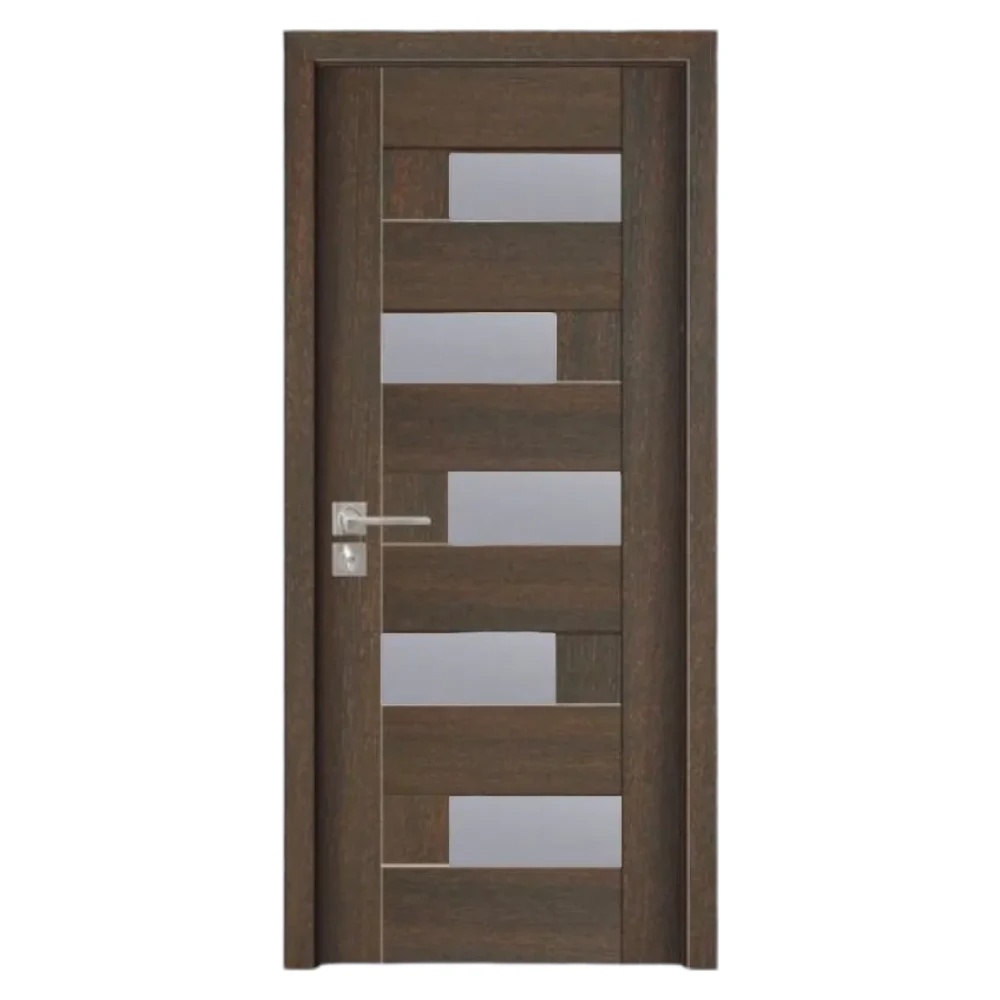 Usa Interior din MDF Novo Doors ND05 LUX PREMIUM, Cadru din Lemn Masiv, KIT COMPLET, Toc Reglabil de 10 CM INCLUS, Plinta pe Ambele Parti (Culoare: Wenge, Dimensiune: 80 cm, Maner: Patrat negru inchidere magnetica, Toc: Reglabil 10 cm)