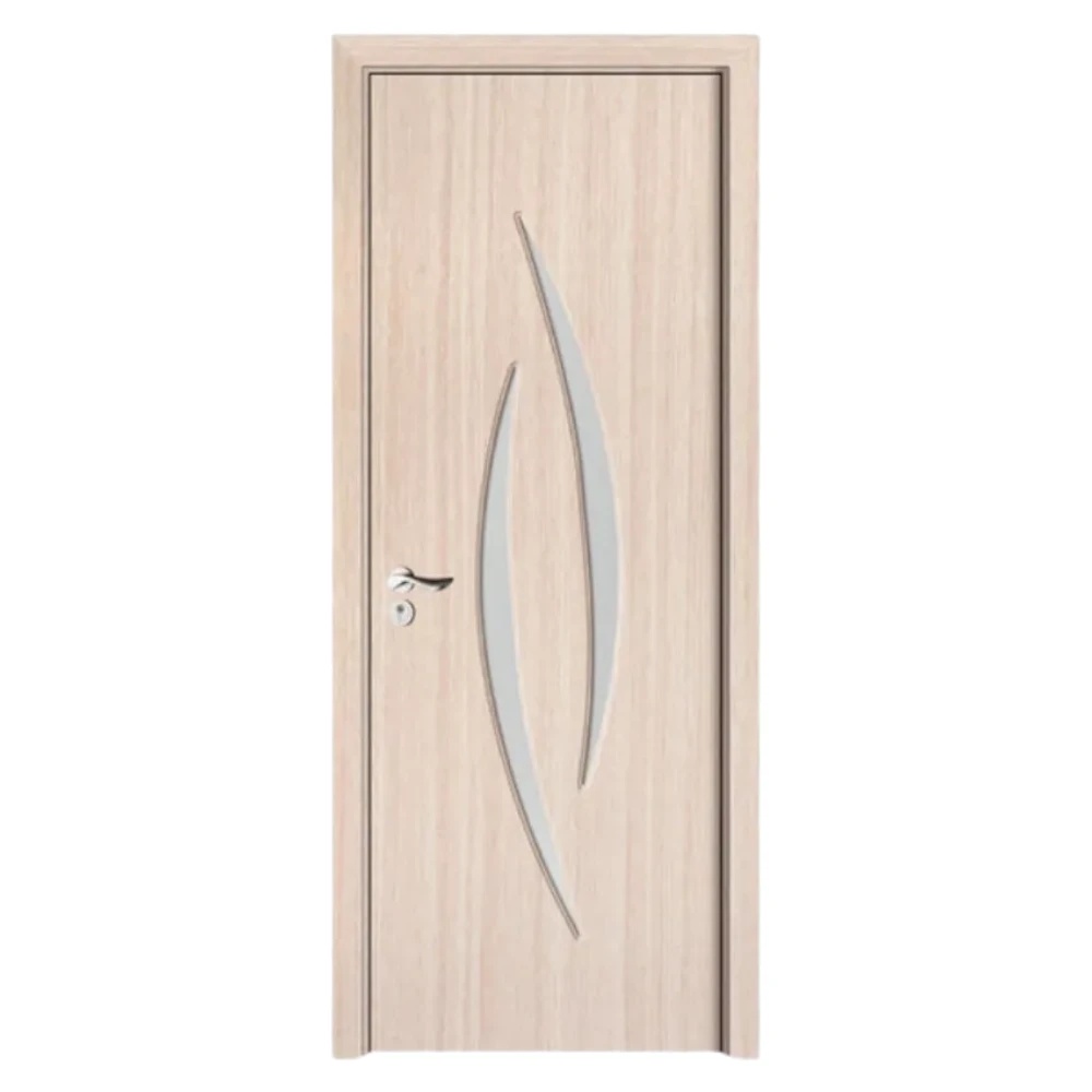 Usa Interior din MDF Novo Doors ND100, Cadru din Lemn Masiv, Geam Sablat, KIT COMPLET, Toc , Manere si balamale incluse (Culoare: Crem, Dimensiune: 70 cm, Maner: Patrat argintiu crom, Toc: Reglabil 30 cm)