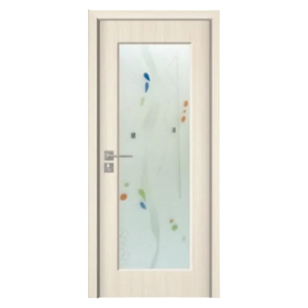 Mărește imaginea pentru Usa Interior din MDF Novo Doors ND110, Cadru din Lemn Masiv, Geam Sablat, KIT COMPLET, Toc , Manere si balamale incluse (Culoare: Crem, Dimensiune: 70 cm, Maner: Patrat argintiu crom, Toc: Reglabil 30 cm)