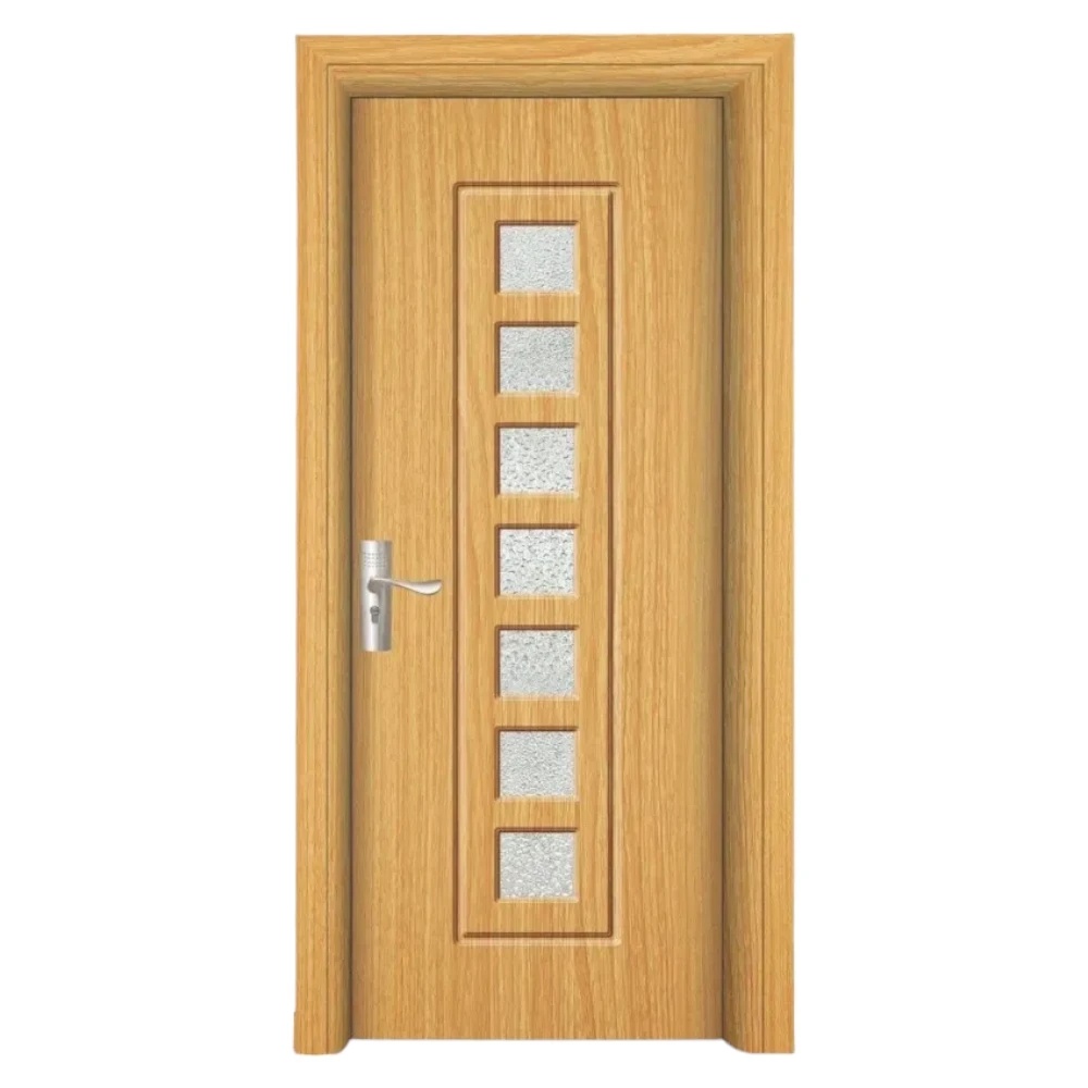 Mărește imaginea pentru Usa Interior din MDF Novo Doors ND236, Cadru din Lemn Masiv, Geam Sablat, KIT COMPLET, Toc , Manere si balamale incluse (Culoare: Stejar Deschis, Dimensiune: 70 cm, Maner: Patrat argintiu crom, Toc: Reglabil 10 cm)