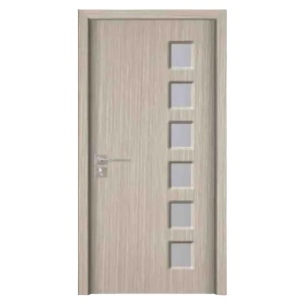 Usa Interior din MDF Novo Doors ND319, Cadru din Lemn Masiv, Geam Sablat, KIT COMPLET, Toc , Manere si balamale incluse (Culoare: Gri, Dimensiune: 60 cm, Toc: Reglabil 10 cm, Maner: Patrat auriu inchidere magnetica)
