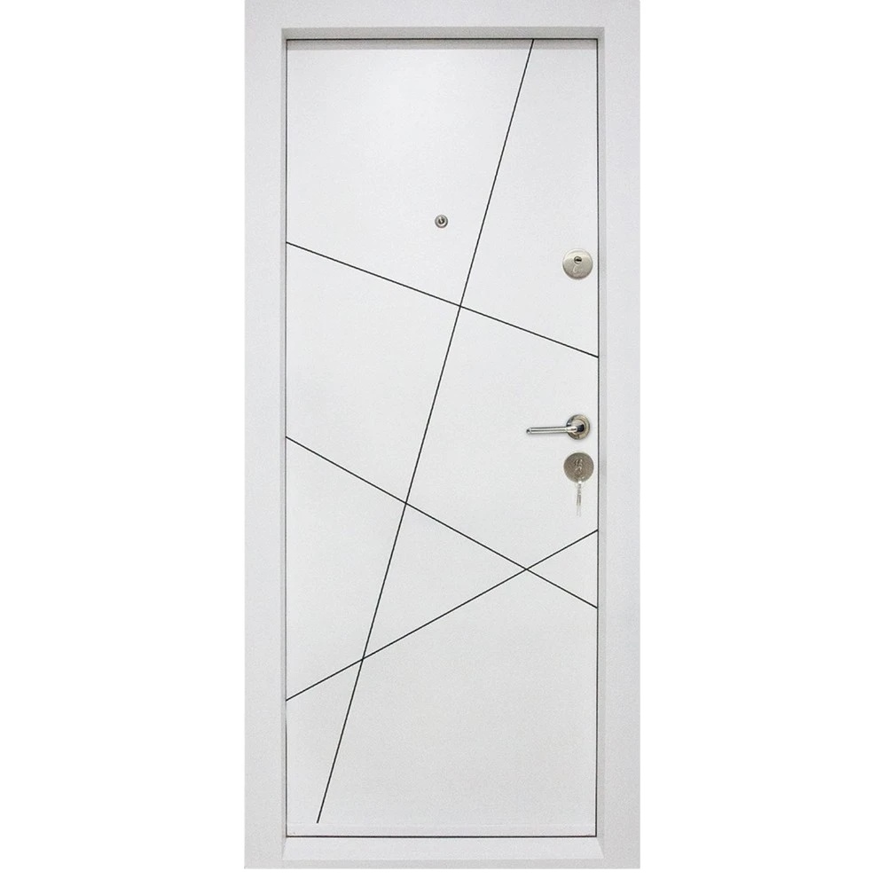 Usa metalica de apartament cu izolatie si vizor Novo Doors First Class NDS11, Deschidere Stanga Dreapta, Dimensiune 200X88 cm, Tabla 1.2 mm, Kit complet (Culoare: Alb, Sens deschidere: Stanga)
