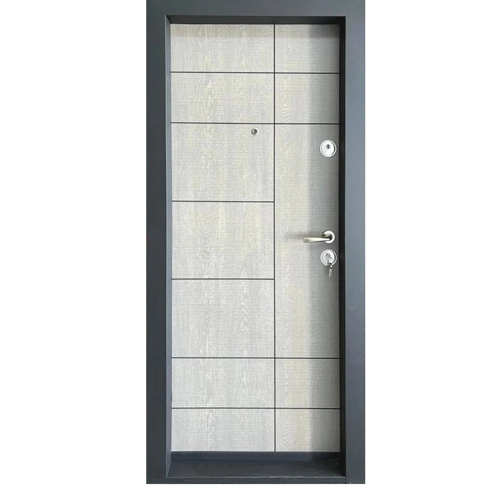 Usa metalica de apartament cu izolatie si vizor Novo Doors First Class NDS01, Deschidere Stanga Dreapta, Dimensiune 200X88 cm, Tabla 1.2 mm, Kit complet, Gri deschis (Sens deschidere: Stanga)