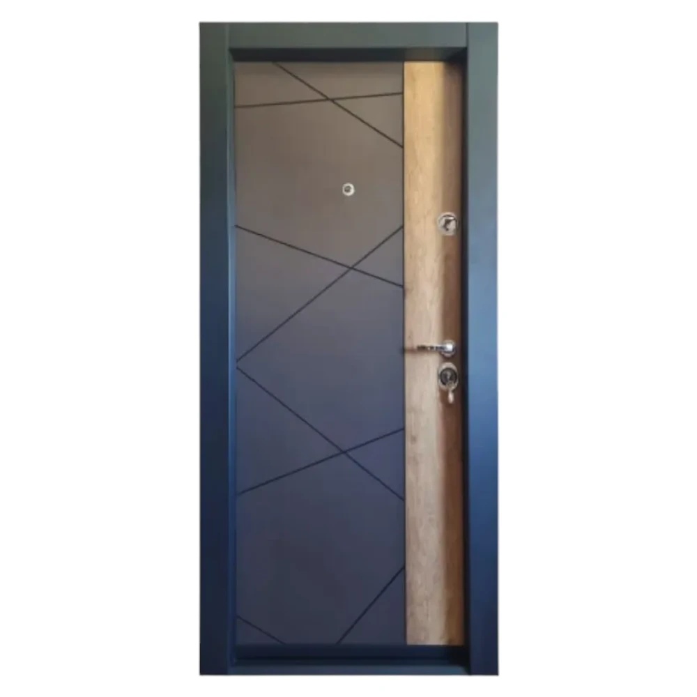 Usa metalica de apartament cu izolatie si vizor Novo Doors First Class NDFC05, Deschidere Stanga Dreapta, Dimensiune 200X88 cm, Tabla 1.2 mm, Kit complet,Gri antracit cu insertie Stejar (Sens deschidere: Stanga)