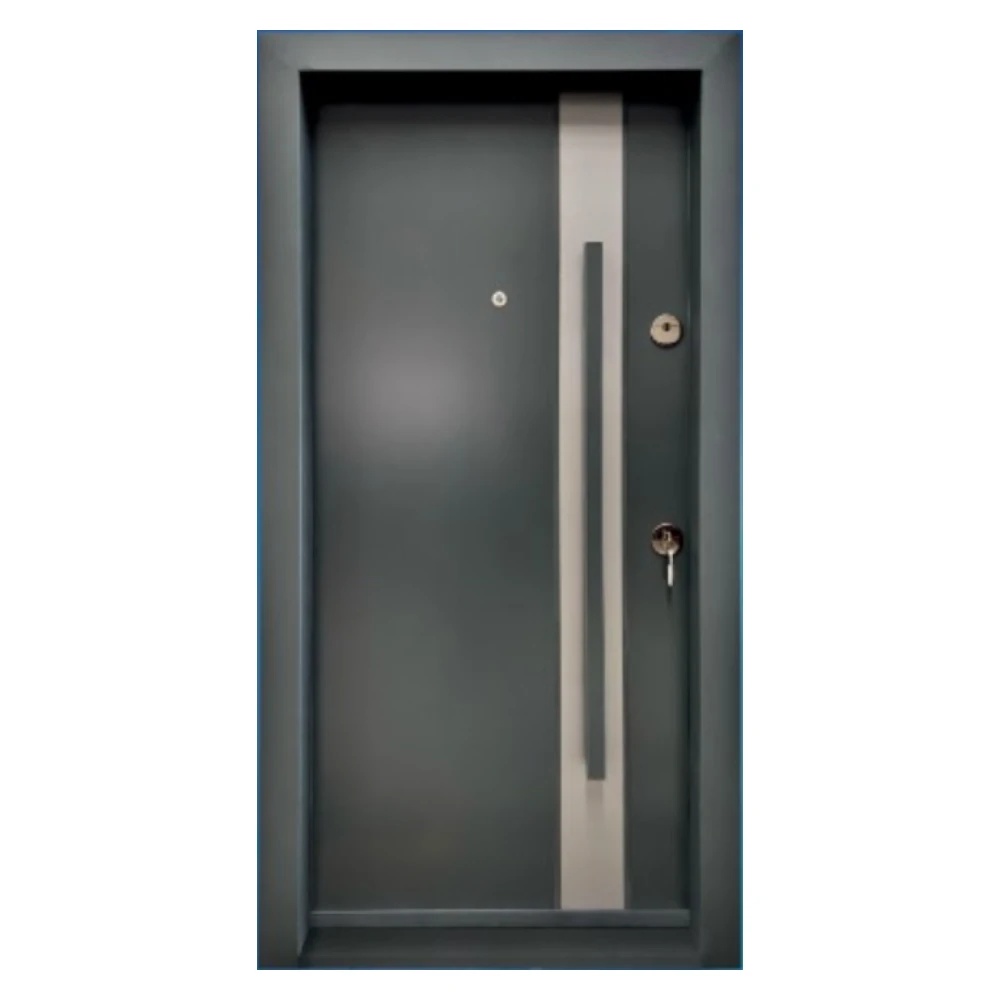 Usa metalica de exterior cu izolatie si vizor Novo Doors NDA1, Din compozit, 2 yale, Kit complet, Pentru case, Gri antracit cu gri deschis (Dimensiune: 98 cm, Sens deschidere: Stanga)