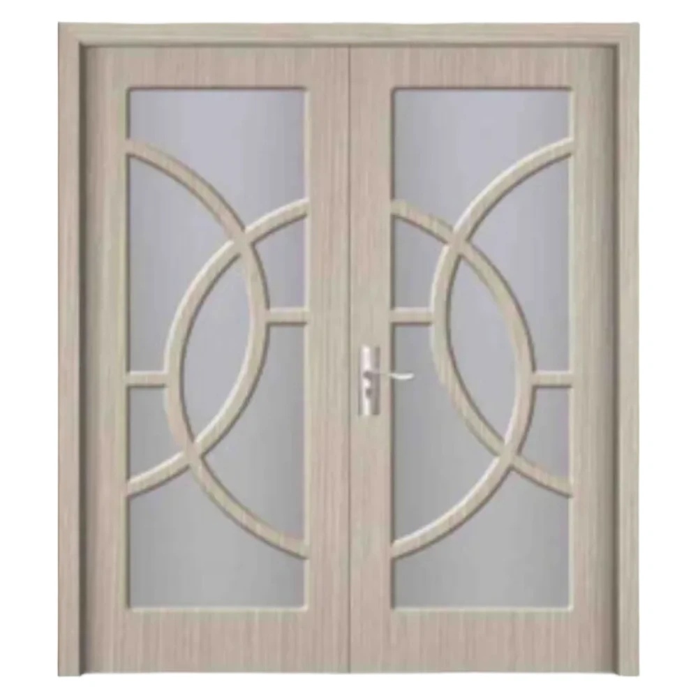 Usa Dubla de Interior din MDF Novo Doors ND220, Geam Sablat, Cadru din Lemn Masiv, KIT COMPLET, Toc , Manere si balamale incluse (Culoare: Gri, Dimensiune: 140 cm,, Toc: Reglabil 10 cm, Maner: Patrat auriu inchidere magnetica)