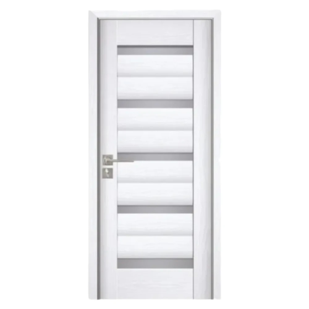 Usa Interior din MDF Novo Doors ND02 LUX PREMIUM, Cadru din Lemn Masiv, KIT COMPLET, Toc Reglabil de 10 CM INCLUS, Plinta pe Ambele Parti (Culoare: Alb, Dimensiune: 80 cm, Maner: Patrat negru inchidere magnetica, Toc: Reglabil 30 cm)