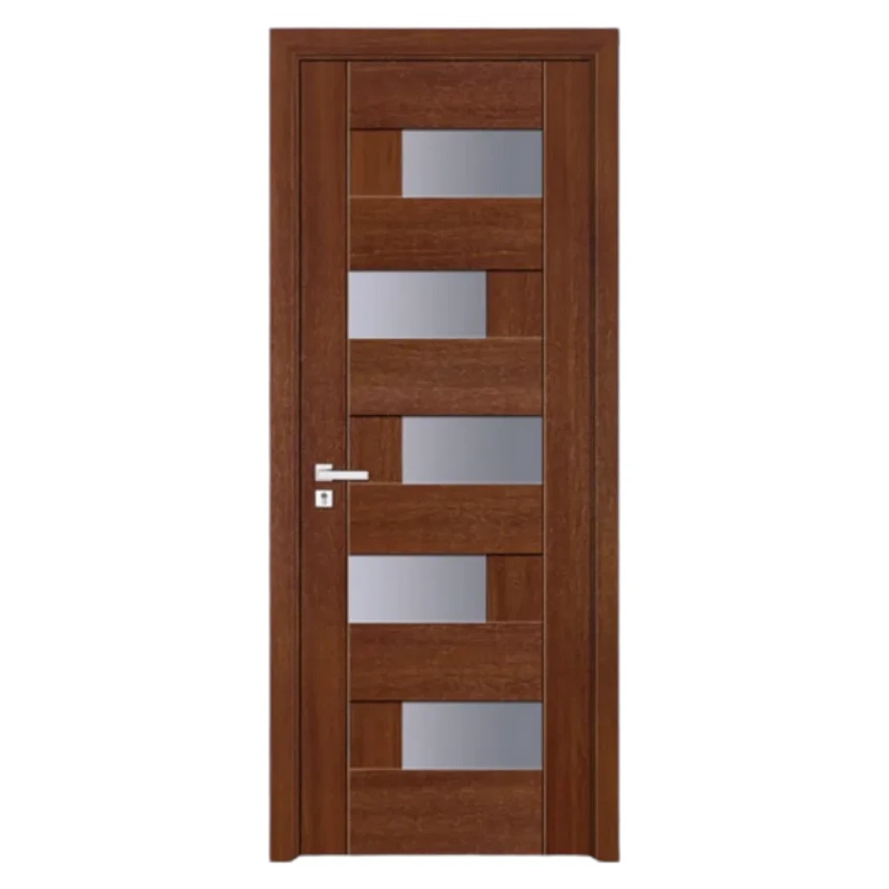 Usa Interior din MDF Novo Doors ND05 LUX PREMIUM, Cadru din Lemn Masiv, KIT COMPLET, Toc Reglabil de 10 CM INCLUS, Plinta pe Ambele Parti (Culoare: Stejar Auriu, Dimensiune: 80 cm, Maner: Patrat negru inchidere magnetica, Toc: Reglabil 10 cm)