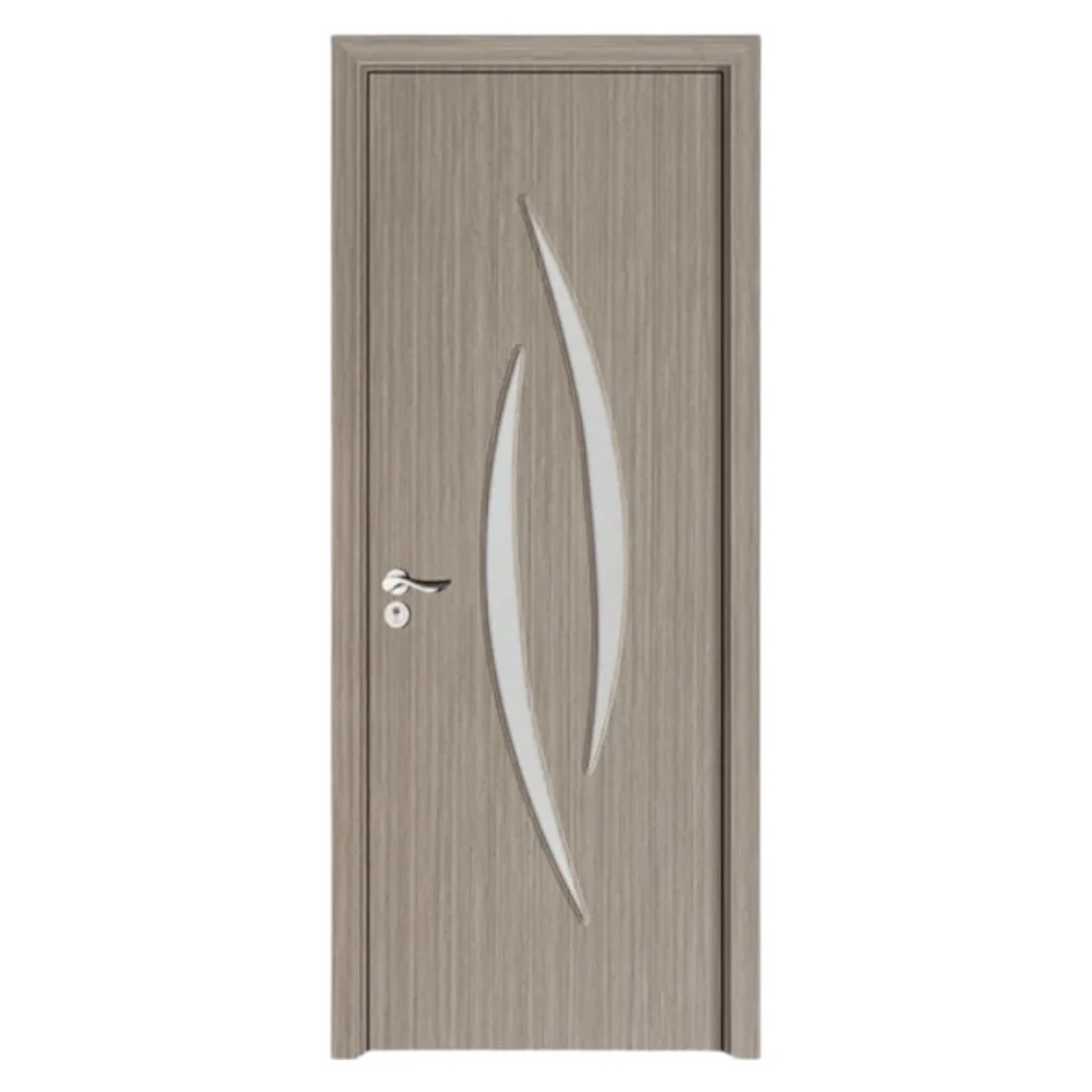 Mărește imaginea pentru Usa Interior din MDF Novo Doors ND100, Cadru din Lemn Masiv, Geam Sablat, KIT COMPLET, Toc , Manere si balamale incluse (Culoare: Gri, Dimensiune: 80 cm, Maner: Patrat argintiu crom, Toc: Fix)
